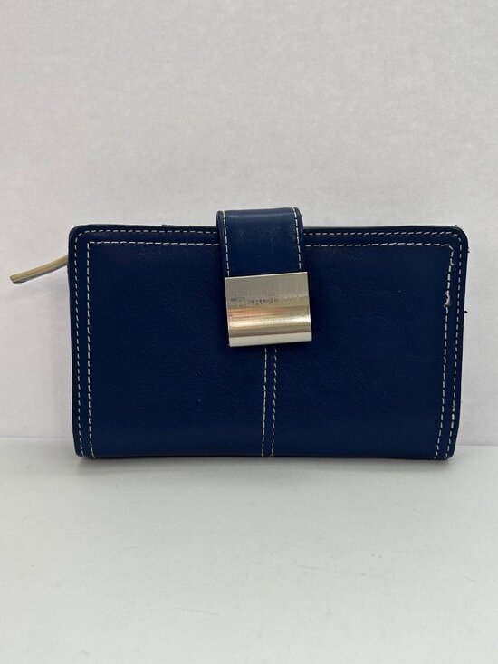 Kenneth Cole Reaction Handbags - Kenneth Cole Reaction Blue Leather Wallet Metal Clasp Card Slots ID Window